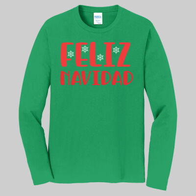 Adult Long Sleeve Shirt - Winter Holidays - Feliz Navidad - Red Thumbnail